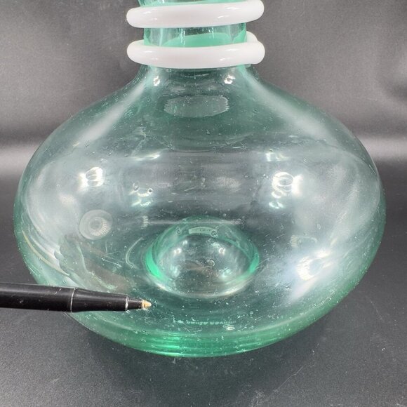 Paola Navone Riviera Crate And Barrel Glass Vase Carafe Decanter Green Signed - Picture 6 of 14